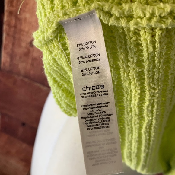 FINAL $ CHICO'S LIME GREEN NEON BEACH COVER UP - Picture 6 of 8